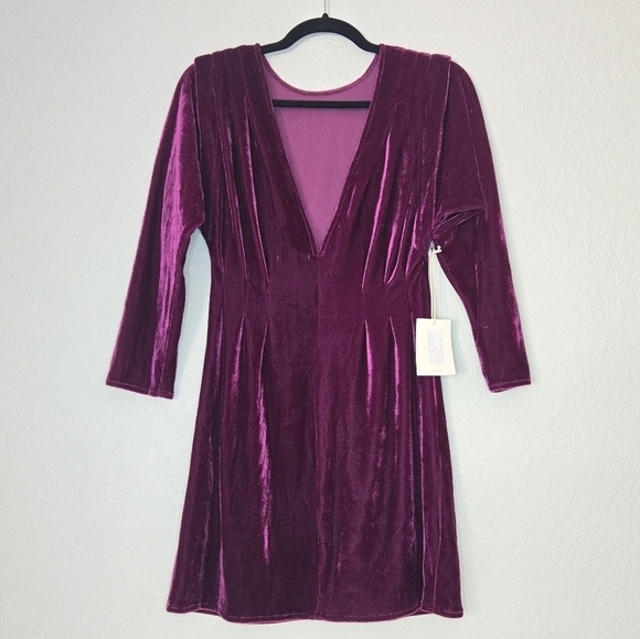 Tularosa X Revolve S Annette Dress Purple Velvet Long Sleeve Mini Dress - Picture 5 of 8